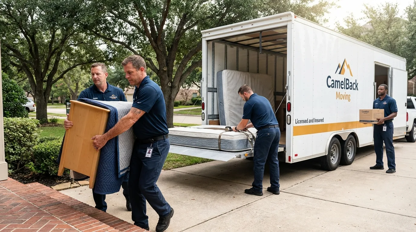 Crew loading residential truck for cross-state move from Kure Beach, NC
